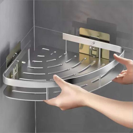 Suporte Shampoo De Canto Banheiro Parede Inox sem furo