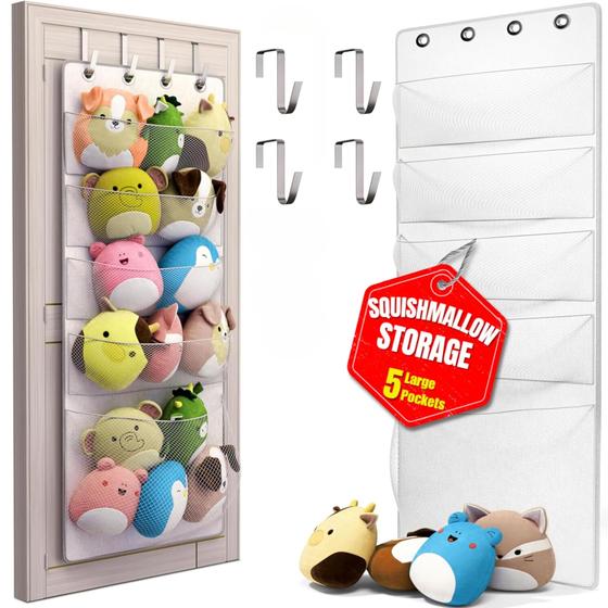 Imagem de Suporte Squishmallow Honeyera Over-the-Door com 5 bolsos grandes