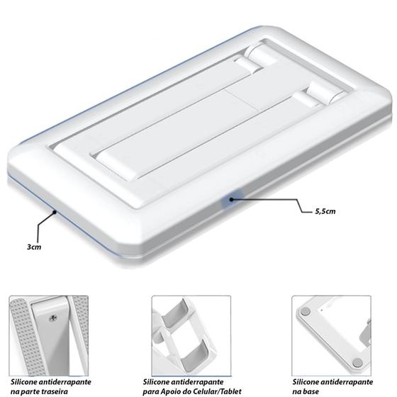 Suporte Tablet Celular Mesa Universal Videoconferência Live - Branco Menor preço em Suporte Tablet Celular Mesa Universal Videoconferência Live - Branco