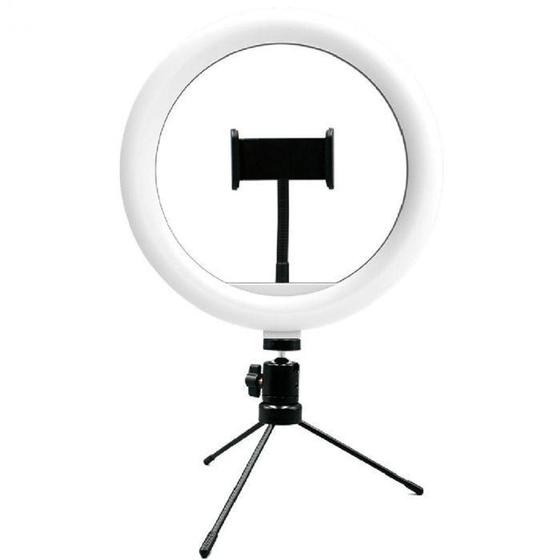 Imagem de Suporte tipo ring light livestream 10'' com tripé ajustável usb - ac370 - multilaser