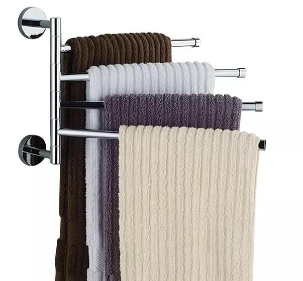 Imagem de Suporte Toalha Banheiro Ou Cozinha Com 4 Barras Rotativas