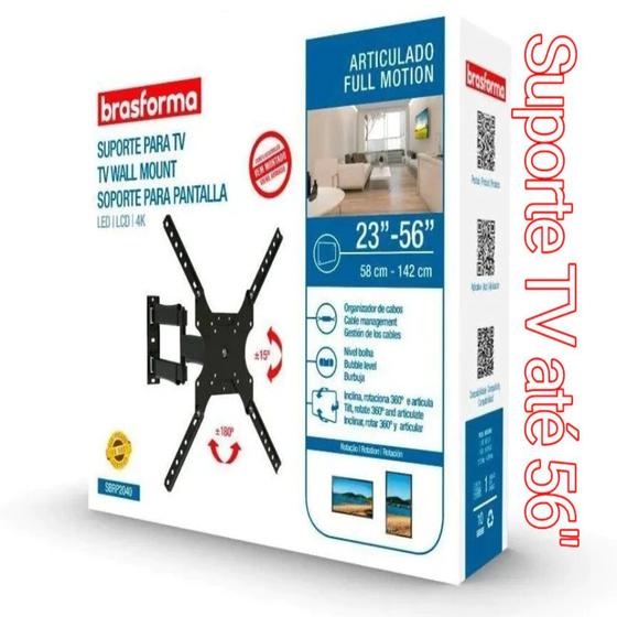 suporte tri articulado para TV led lcd Plasma 3D Smart TV de 23” a 56” Brasforma Menor preço em suporte tri articulado para TV led lcd Plasma 3D Smart TV de 23” a 56” Brasforma