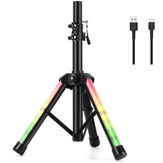 Imagem de Suporte Tripe Para Caixa de Som Com Led Rgb e Bateria 1,10m
