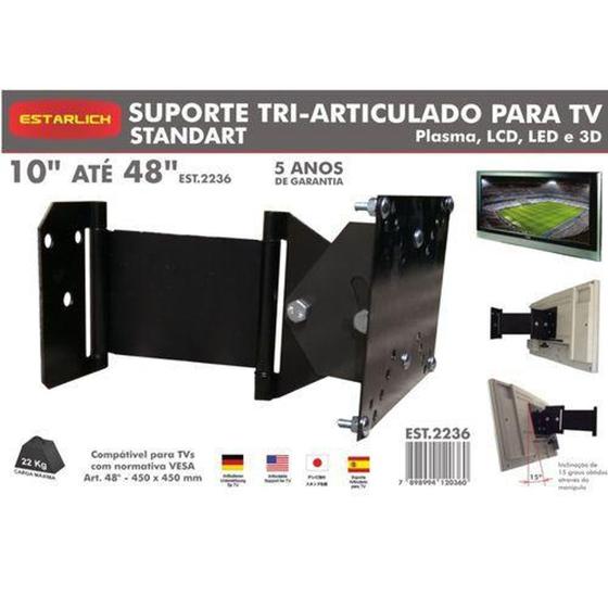 Imagem de Suporte TV Estarlich Tri Articulado X Standart de 10" até 48" - EST.2236