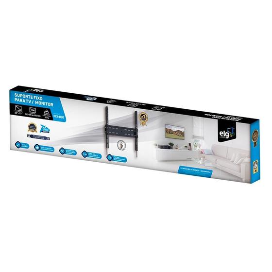 Suporte TV Fixo ELG para TVs e Monitores, até 77 Polegadas e 50Kg, Preto - FIX400 Menor preço em Suporte TV Fixo ELG para TVs e Monitores, até 77 Polegadas e 50Kg, Preto - FIX400