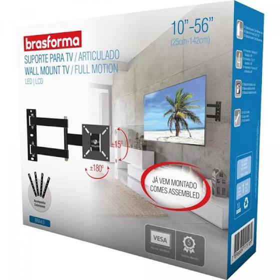 Imagem de suporte TV LCD brasforma 10 a 56 tri articulado