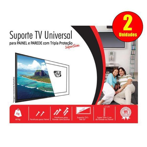 Suporte TV Universal Para Painel e Parede Super Slim - Kit com 2 unidades Menor preço em Suporte TV Universal Para Painel e Parede Super Slim - Kit com 2 unidades