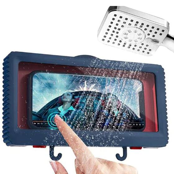 Imagem de Suporte Universal Impermeavel Ajustavel Portatil para Celular a Prova DAgua Parede Banho Banheiro Chuveiro