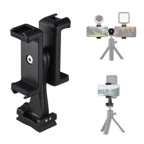 Imagem de Suporte Universal Para Tripé De Telefone Com Suporte Duplo Braçadeira Horizontal Vertical Para Vídeo
