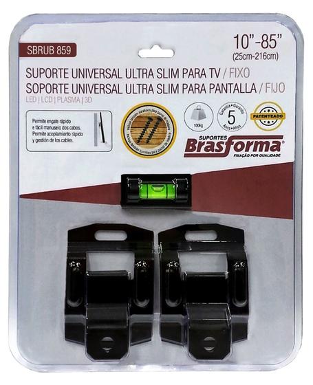 SUPORTE UNIVERSAL ULTRA SLIM PARA TV/FIXO 10-85 - SBRUB859 - BRASFORMA Cod.3207 Menor preço em SUPORTE UNIVERSAL ULTRA SLIM PARA TV/FIXO 10-85 - SBRUB859 - BRASFORMA Cod.3207