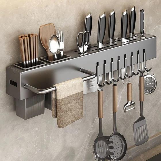 Suporte Utensílios Parede Inox Ganchos Porta Talheres Colher Espátula Concha Organizar Pendura