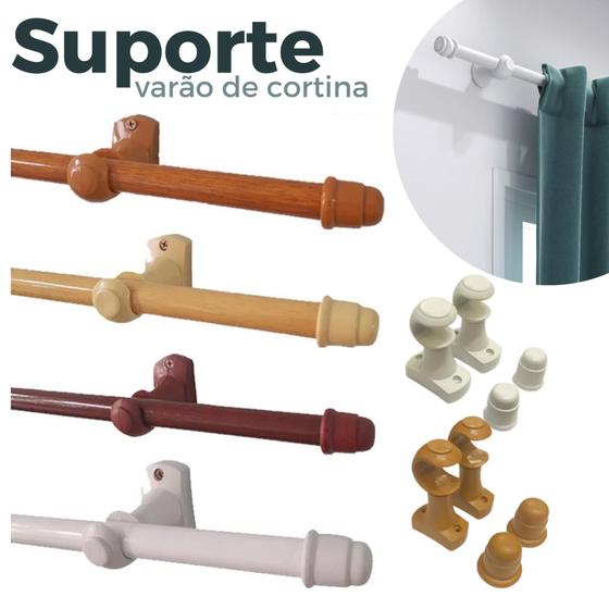 Imagem de Suporte Varão de Cortina Kit Com 2 Peças Completo Com Bucha e Parafuso