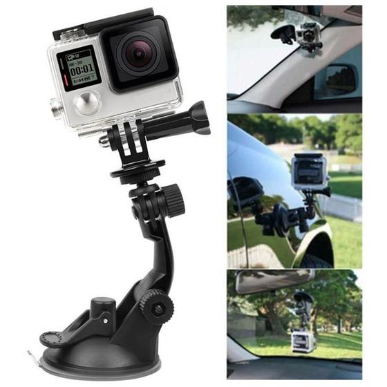 Imagem de Suporte Ventosa Suction Cup Mount Carro Vidro p/ Câmera de ação Eken H9R Sjcam Esportiva Action Cam Sucção