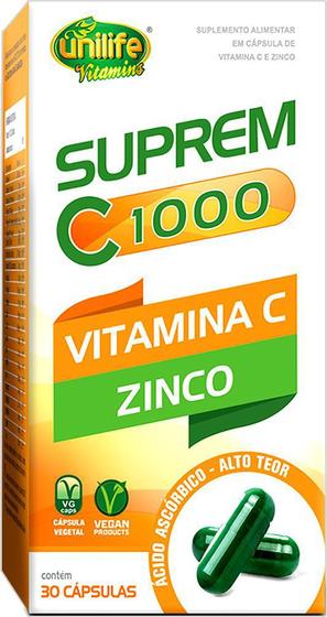Imagem de Suprem C 1000 Vitamina C (1000mg) + Zinco (7mg) Unilife 30 cápsulas