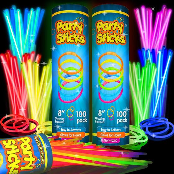 Imagem de Suprimentos de festa Glow Sticks PartySticks, pacote com 200 cm