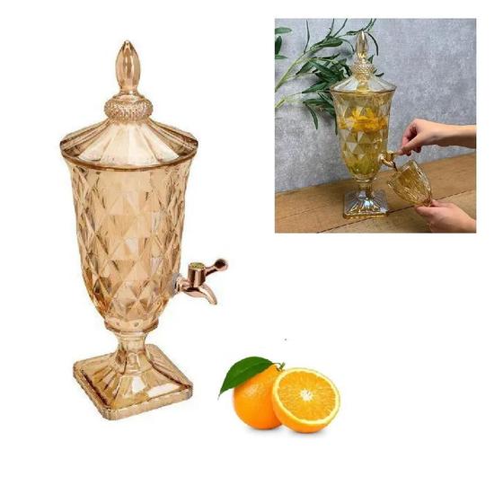 Imagem de Suqueira de cristal 3l dispenser bebidas dourado de vidro agua casamento festa buffet diamond
