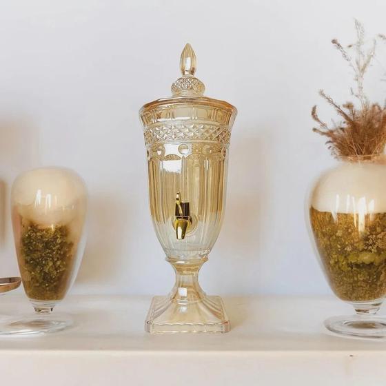 Imagem de Suqueira De Vidro 3,2 Litros Água Saborizada Licoreira Drinks Elegance Âmbar
