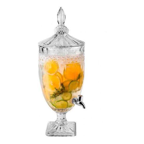 Imagem de Suqueira de vidro com suporte Dispenser Bebida Drink Suco Vidro Torneira Pequena, 3 Litros ,bebidas