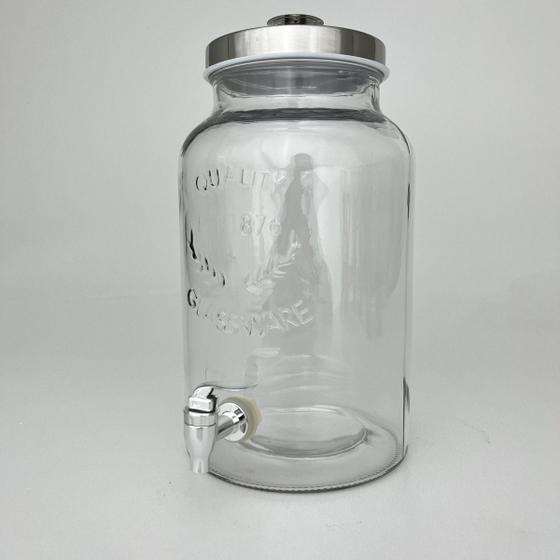 Suqueira Vidro Transparente Vintage c/ Tampa e Torneira 5,5 L Menor preço em Suqueira Vidro Transparente Vintage c/ Tampa e Torneira 5,5 L