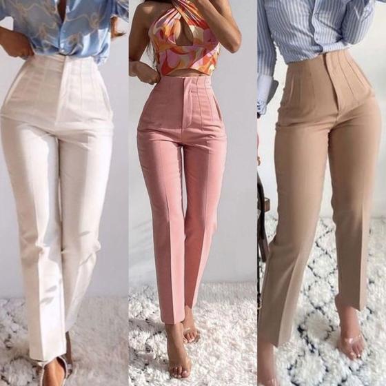 Imagem de Susek Modas Calça Alfaiataria Zr Feminina Cintura Alta Laçamento Moda Luxo Elegancia 020