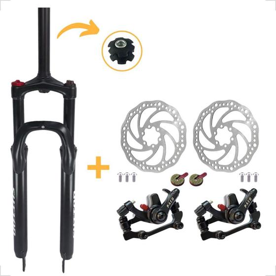 Imagem de Suspensão Bike Aro 29 Com Trava e Preload Sutton + Kit Freio a Disco Com Discos Paco