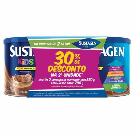 Imagem de Sustagem Kids embalagem promocional com 2 latas de 350g sabor morango