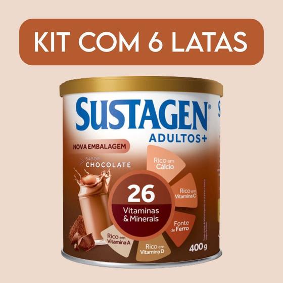 Imagem de Sustagen Adulto Chocolate 400g - Kit com 6 latas