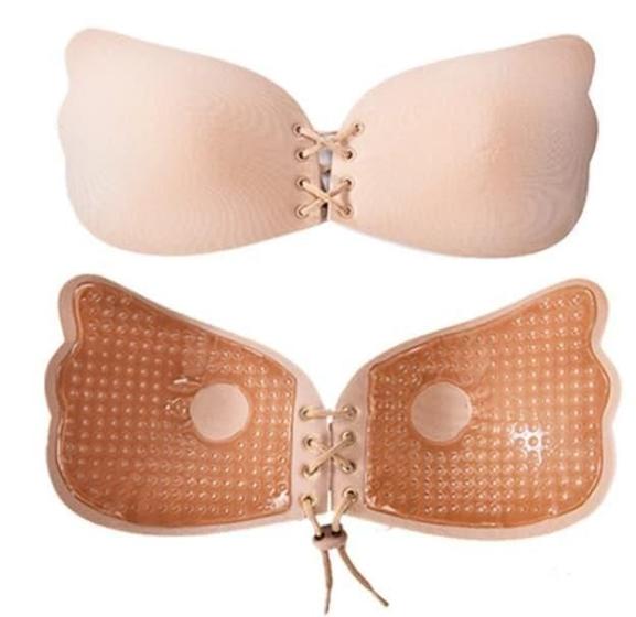 Imagem de Sutiã Adesivo Invisível Levanta Seio PUSH UP Com Amarração BEGE M