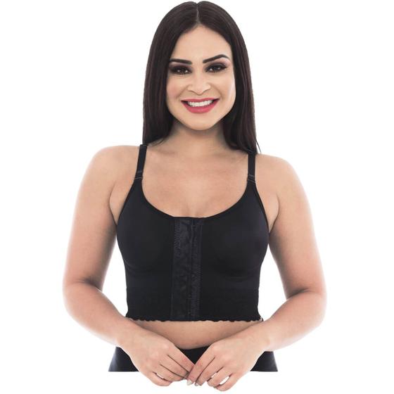 Imagem de Sutiã Alça Fina Alta Compressão Abertura Frontal Conforto Pós Cirúrgico 