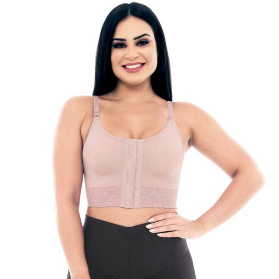 Imagem de Sutiã Compressivo Pós Mamoplastia Alças Finas Confortável Abertura Frontal