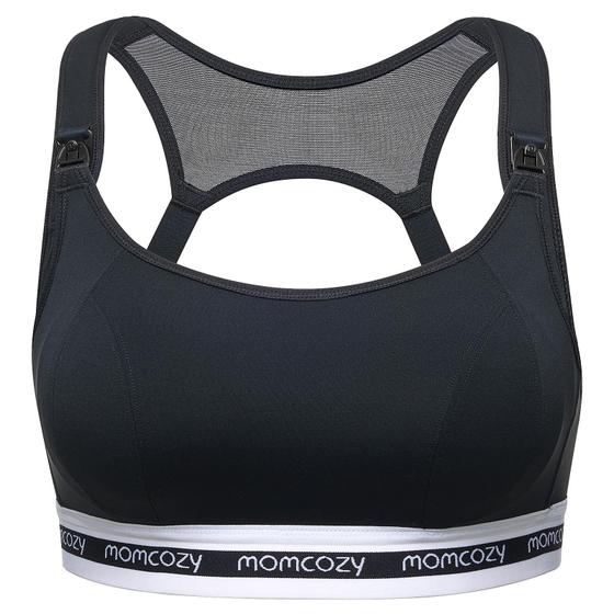 Imagem de Sutiã esportivo de amamentação Momcozy FB011 Low-Impact Black Maternity