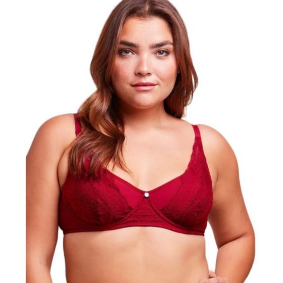 Imagem de Sutiã Feminino Bonjour Meia Taça Renda Vermelho Plus Size - 0B241120