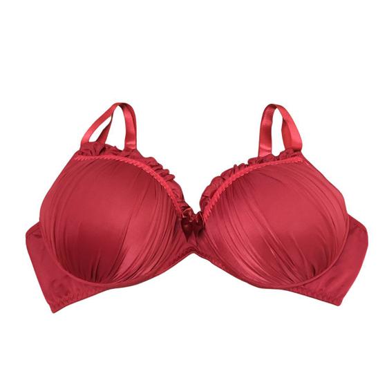 Imagem de Sutiã Feminino Com Bojo e Acabamento Drapeado Com Aro de Sustentação e Laço Plus Size G3 e G4