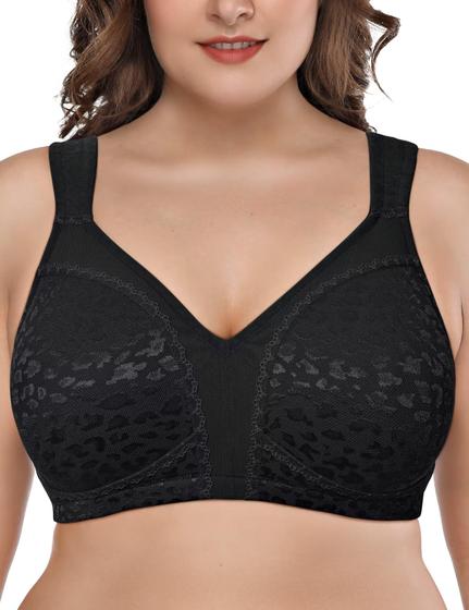 Imagem de Sutiã feminino Deyllo com cobertura total plus size 38B Black Leopard