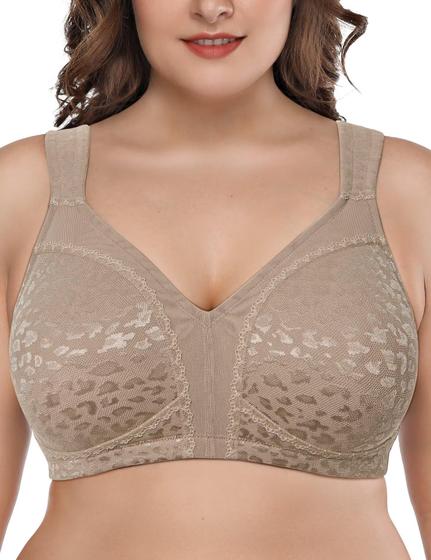Imagem de Sutiã feminino Deyllo com cobertura total plus size 46C, caramelo e leopardo