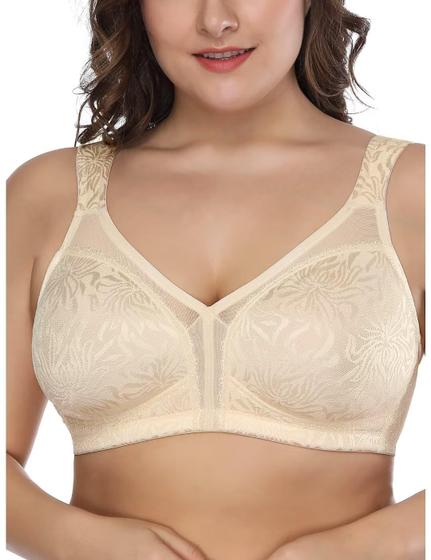 Imagem de Sutiã feminino Deyllo com cobertura total plus size minimizer bege 46DDD