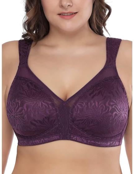 Imagem de Sutiã feminino Deyllo com cobertura total plus size minimizer roxo 44G