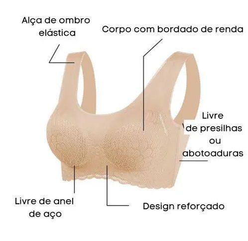 Imagem de Sutiã Feminino GG de Látex 5D Sem Fio Sem Costura Sem aro Respirável