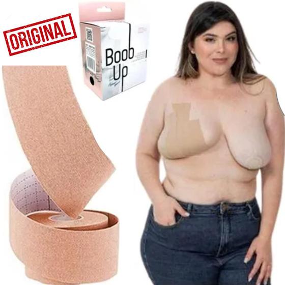 Imagem de Sutiã Fita Boob Up Adesivo Plus Size Levanta Seio Peito Fit 5m Reforçado