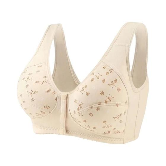 Imagem de Sutiã Macio Feminino plus Size Com Fechamento Frontal Estampado Em Mistura De Algodão Para
