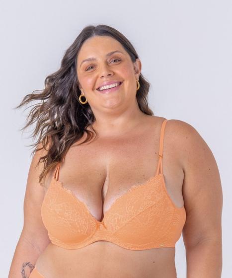 Imagem de Sutiã Plus de renda e tule com detalhe no decote com tira fina e argolas