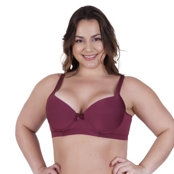 Imagem de Sutiã Plus Size Bojão Lateral Larga e Alça Grossa Reforçada Liso- SUTIÃ NATHÁLIA PLUS SIZE