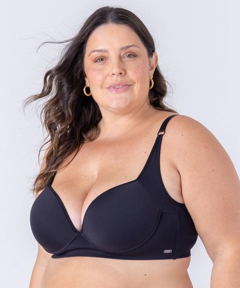 Imagem de Sutiã Plus Size com bojo e aro, em microfibra, e formato em U nas costas