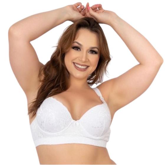 Imagem de Sutiã Plus Size Com Bojo Feminino De Renda Íntimo Reforçado Conforto Sustentação Alça Grossa Com Aro