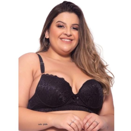 Imagem de Sutiã Plus Size Com Bojo Feminino De Renda Íntimo Reforçado Conforto Sustentação Alça Grossa Com Aro
