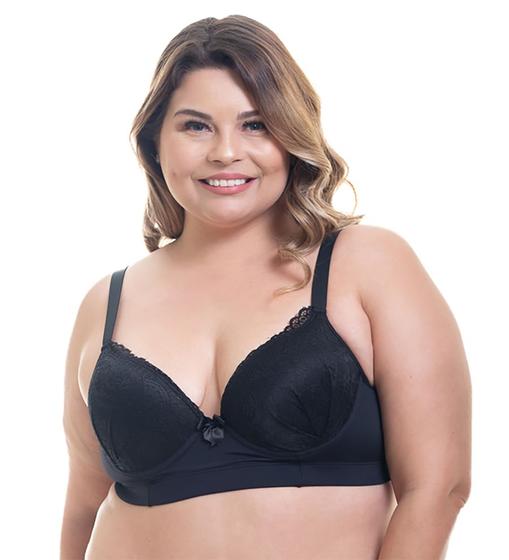 Imagem de Sutiã Plus Size em Microfibra e Renda no Bojo - Ref 1005b