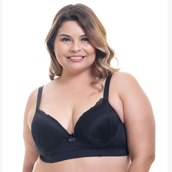 Imagem de Sutiã Plus Size em Microfibra e Renda no Bojo - Ref 1005b