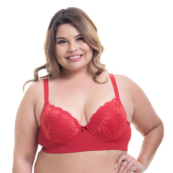 Imagem de Sutiã Plus Size em Microfibra e Renda no Bojo - Ref 1005b