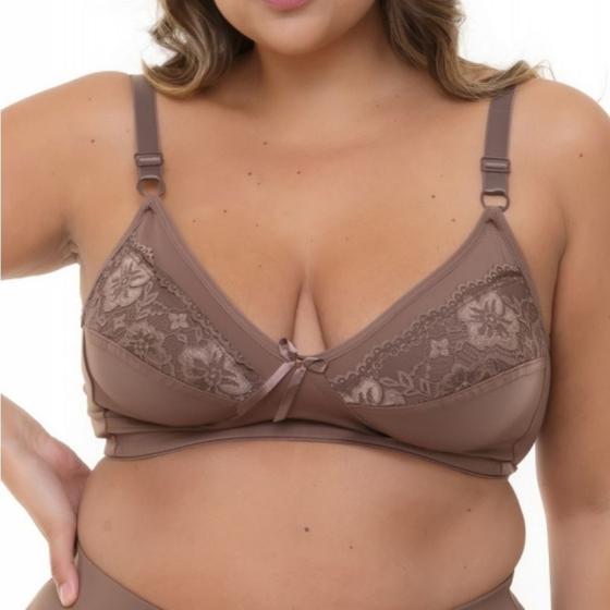 Imagem de Sutiã Plus Size Reforçado com Renda e Sem Aro Bruvi