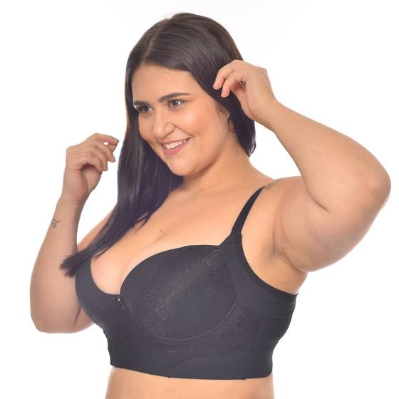 Imagem de Sutiã Plus Size Top Conforto Com Bojo Sustentação Detalhe em Renda
